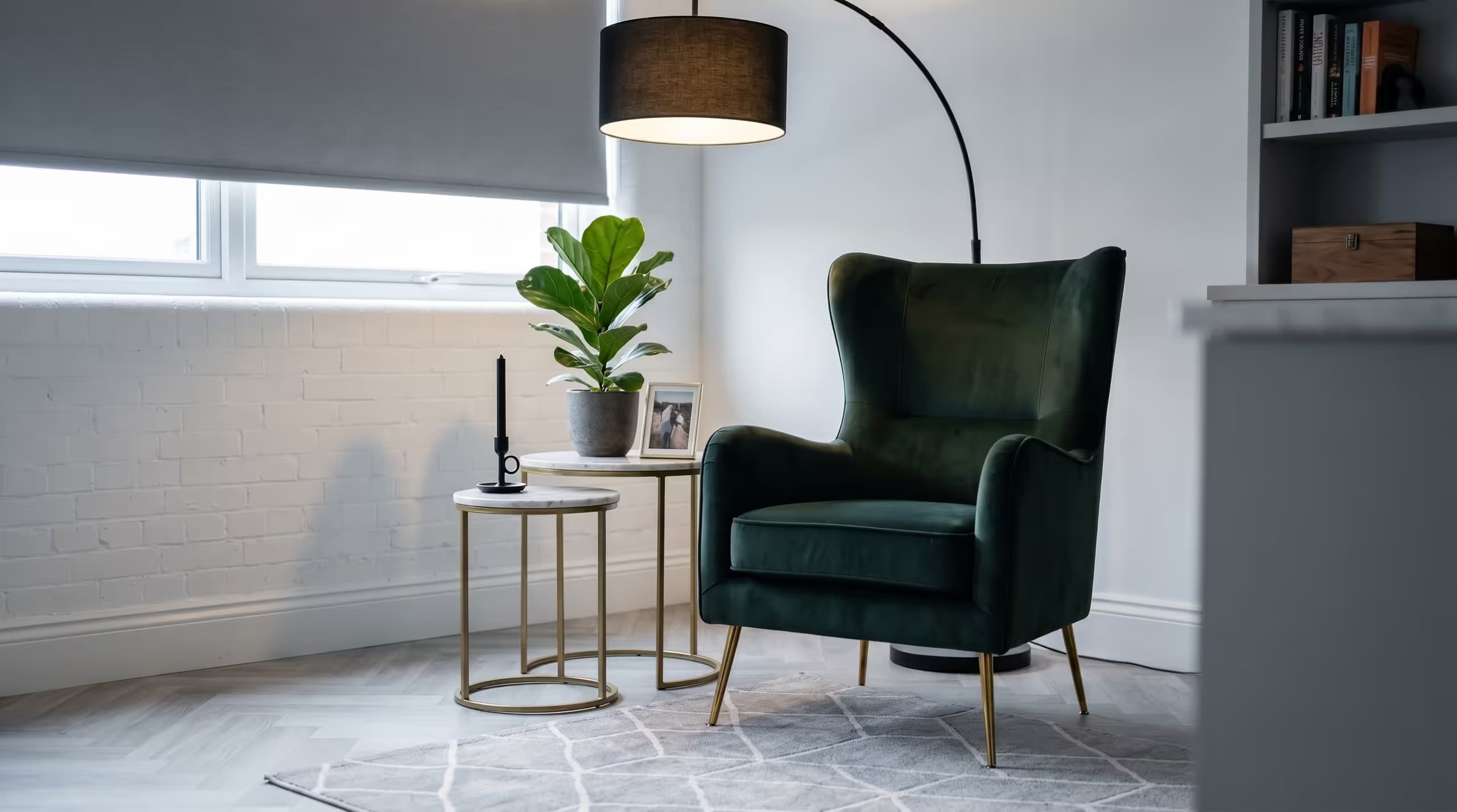 A calm, light-filled consulting room at the Cipher Psychology practice.